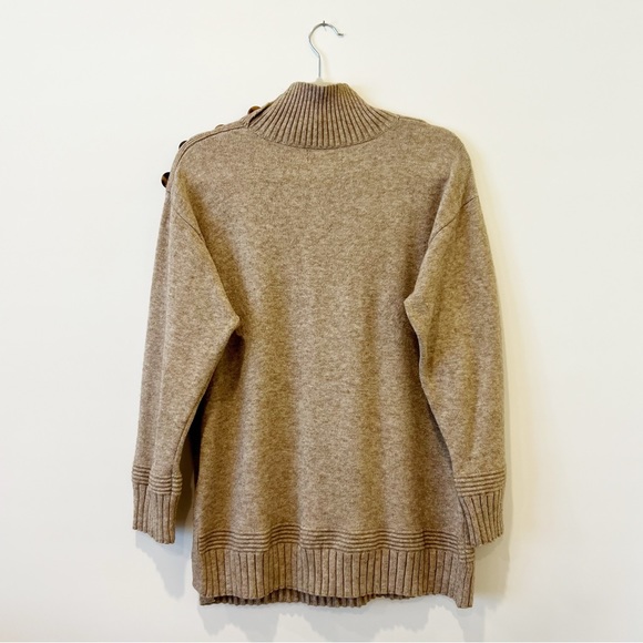 Anthropologie Margarita Tunic Sweater Taupe Mock Neck Knit Pullover Size Medium - Picture 6 of 11